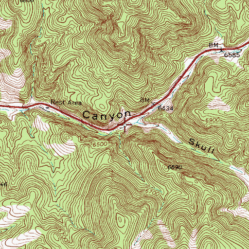 Topographic Map of Skull Canyon, NV