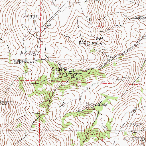 Topographic Map of Slatterly Cabin, NV