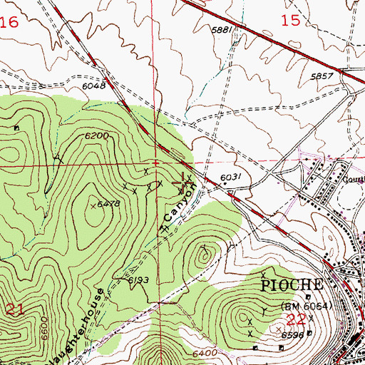 Topographic Map of Slaughterhouse Canyon, NV