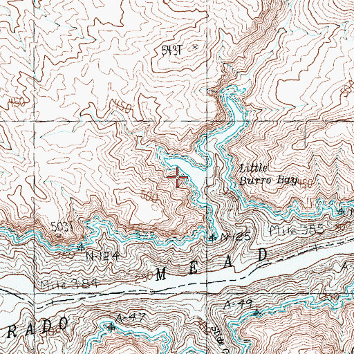 Topographic Map of Little Burro Bay, NV