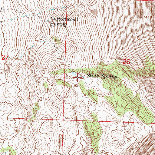 Topographic Map of Slide Spring, NV