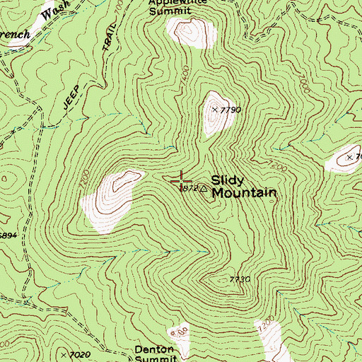 Topographic Map of Slidy Mountain, NV