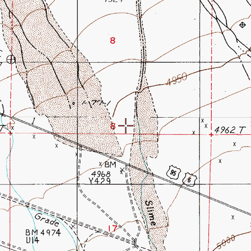 Topographic Map of Slime Wash, NV