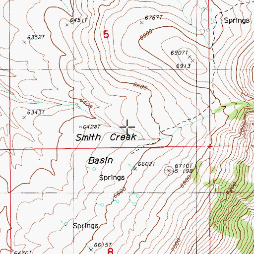 Topographic Map of Smith Creek Basin, NV