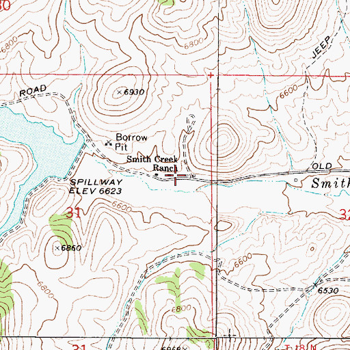 Topographic Map of Smith Creek Ranch, NV