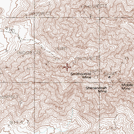 Topographic Map of Smithsonite Mine, NV