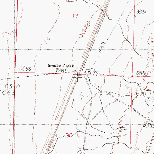 Topographic Map of Smoke Creek, NV