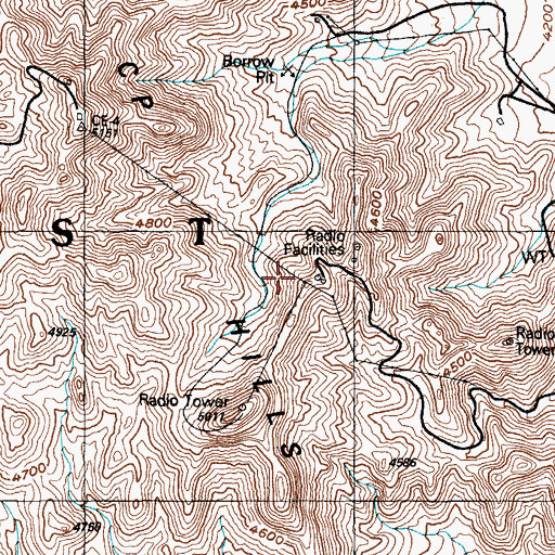 Topographic Map of Smoky Junior Radio Tower, NV