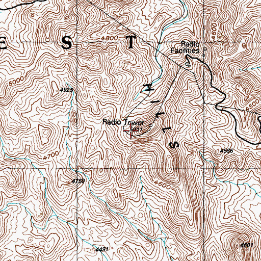 Topographic Map of Smoky Senior Radio Tower, NV