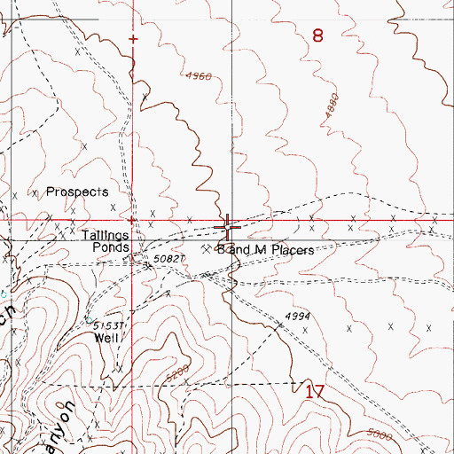 Topographic Map of Snow Gulch, NV