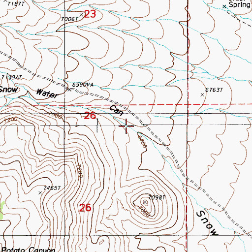 Topographic Map of Snow Water Canyon, NV