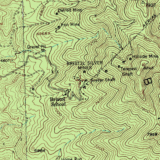 Topographic Map of Snyder Shaft, NV