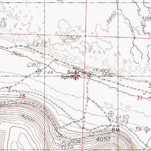 Topographic Map of Soda Springs, NV