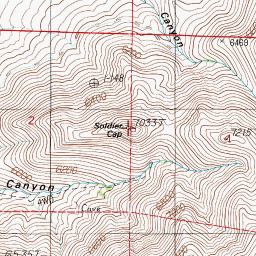 Topographic Map of Soldier Cap, NV