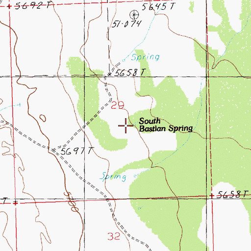 Topographic Map of South Bastian Spring, NV