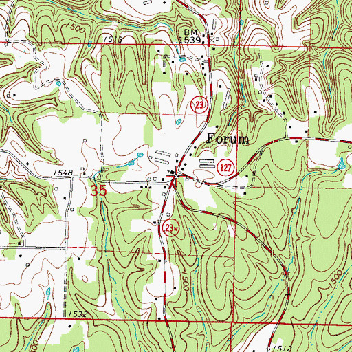 Topographic Map of Forum Post Office, AR