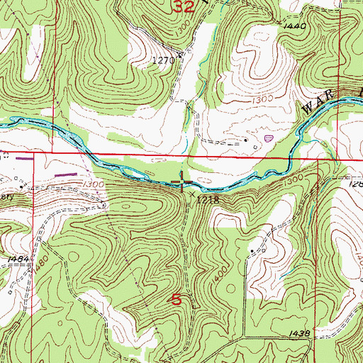 Topographic Map of Houston Creek, AR