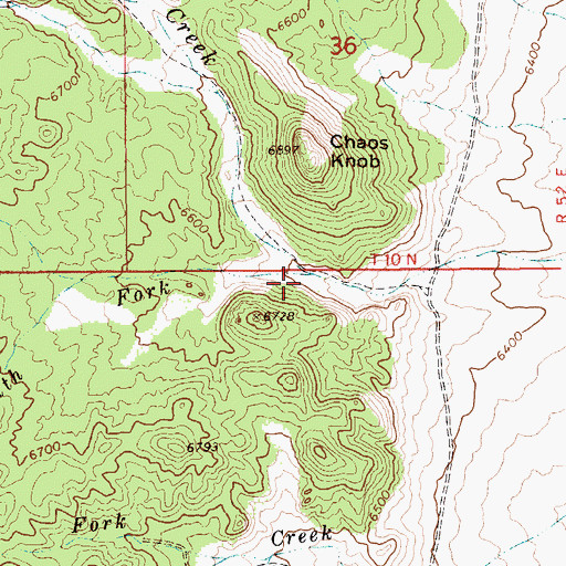 Topographic Map of South Fork Chaos Creek, NV