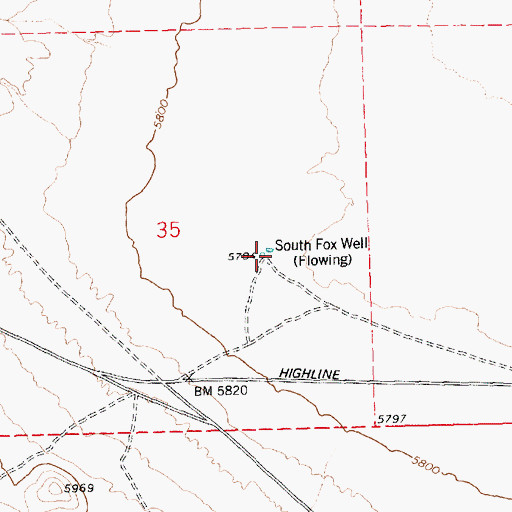 Topographic Map of South Fox Well, NV