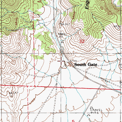 Topographic Map of South Gate, NV