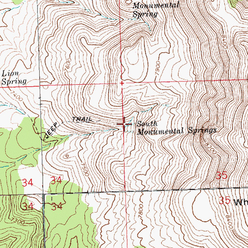Topographic Map of South Monumental Springs, NV