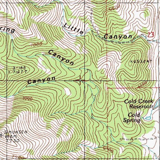 Topographic Map of South Spring Canyon, NV