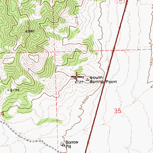 Topographic Map of South Spring Point, NV