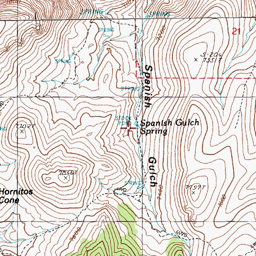 Topographic Map of Spanish Gulch Spring, NV