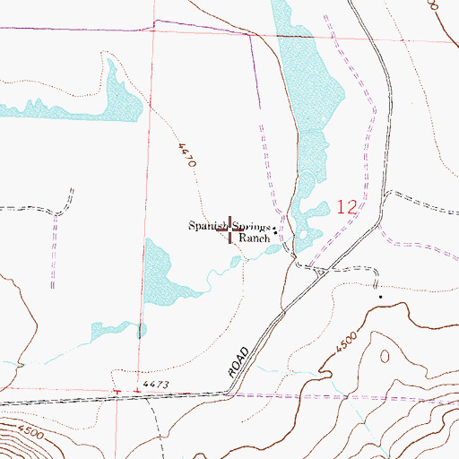 Topographic Map of Spanish Springs Ranch, NV