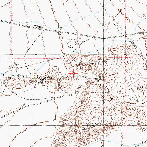 Topographic Map of Spelter Mine, NV