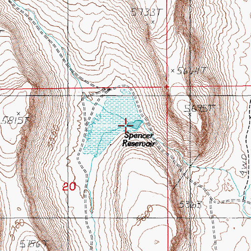 Topographic Map of Spencer Reservoir, NV