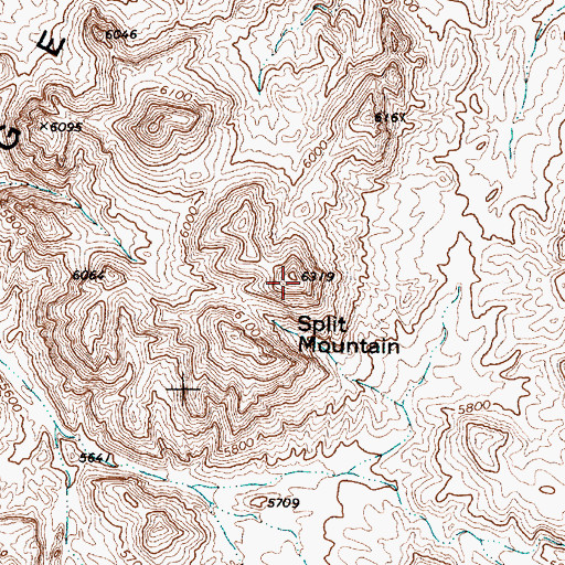 Topographic Map of Split Mountain, NV
