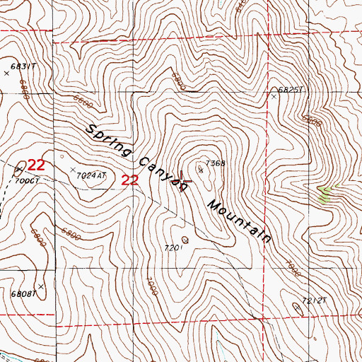 Topographic Map of Spring Canyon Mountain, NV