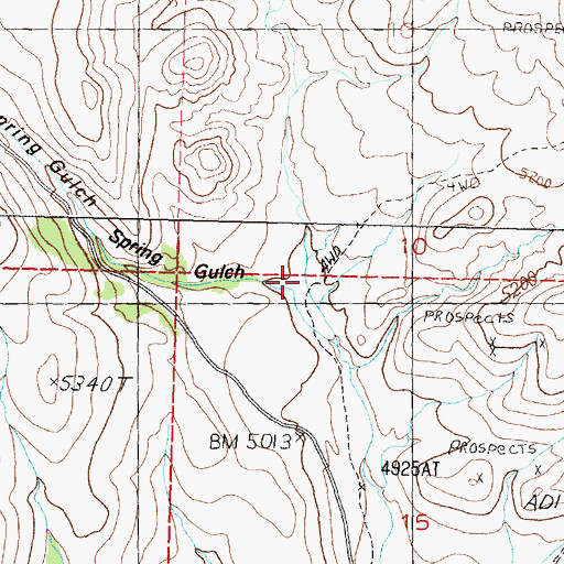 Topographic Map of Spring Gulch, NV