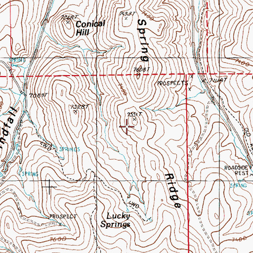 Topographic Map of Spring Ridge, NV