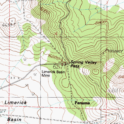Topographic Map of Spring Valley Pass, NV