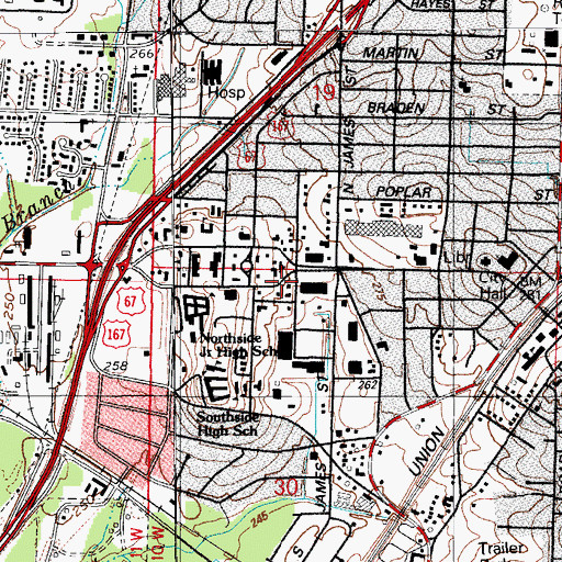 Topographic Map of Jacksonville Post Office, AR