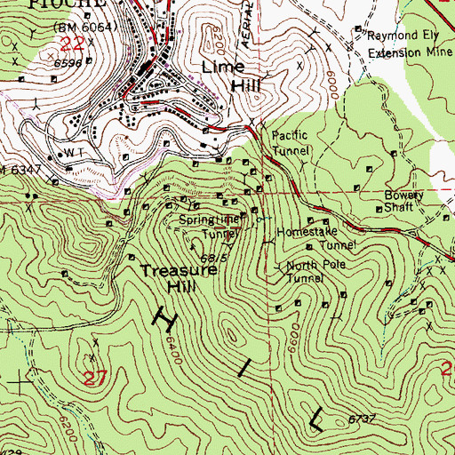 Topographic Map of Springtime Tunnel, NV