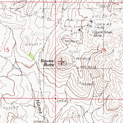 Topographic Map of Squaw Butte, NV