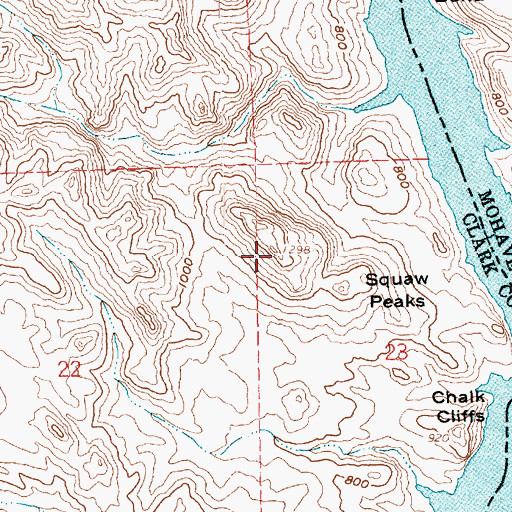 Topographic Map of Squaw Peaks, NV