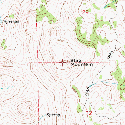 Topographic Map of Stag Mountain, NV