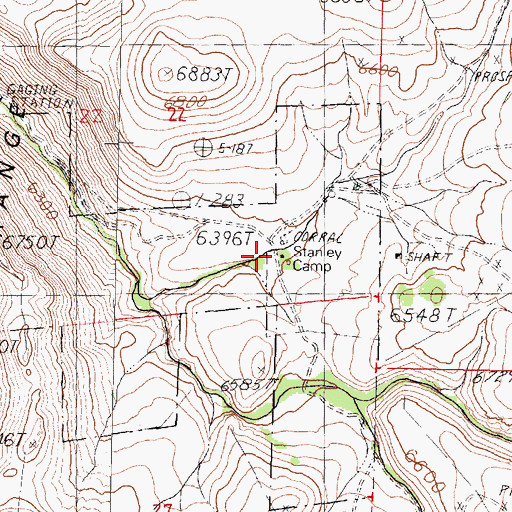 Topographic Map of Stanley Camp, NV