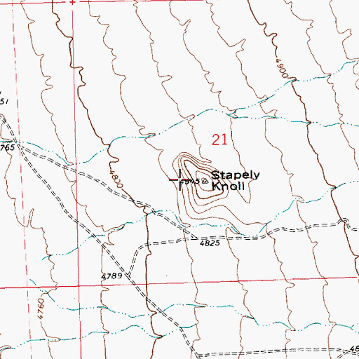 Topographic Map of Stapely Knoll, NV