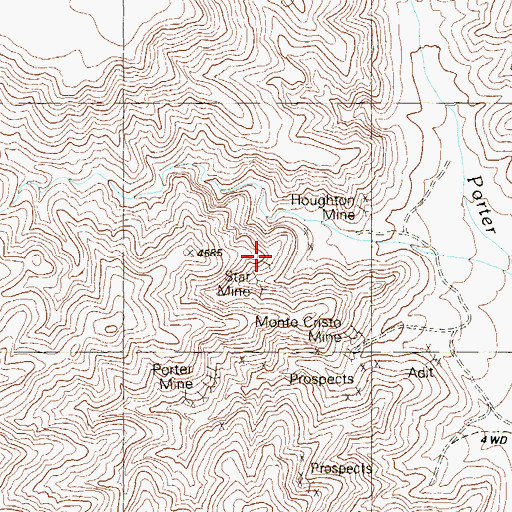 Topographic Map of Star Mine, NV