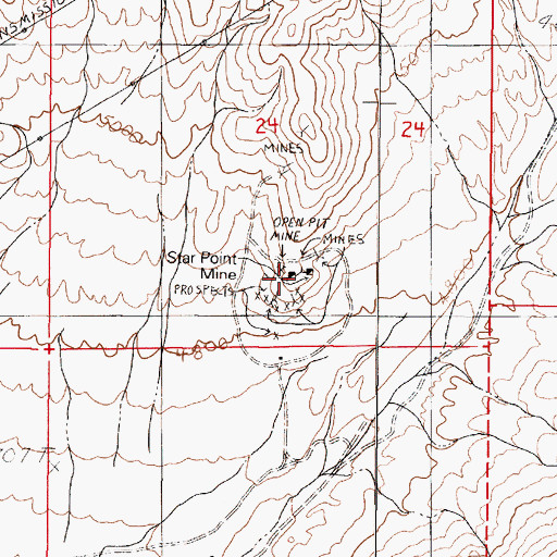 Topographic Map of Star Point Mine, NV