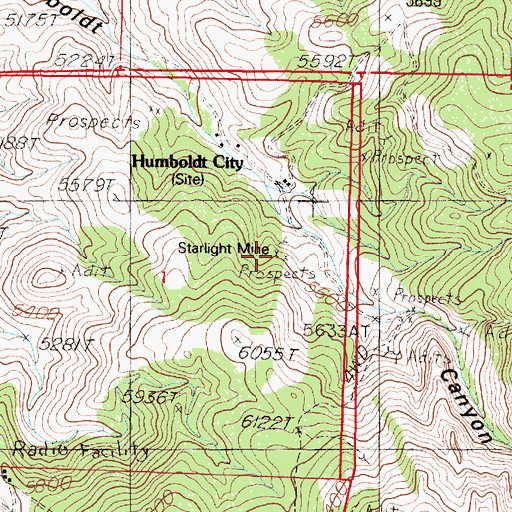 Topographic Map of Starlight Mine, NV