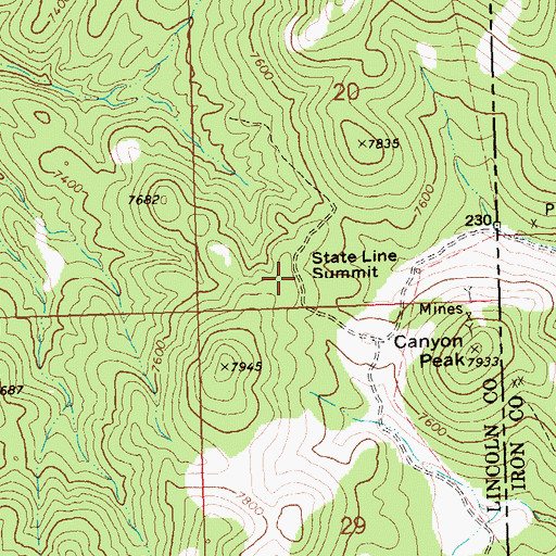 Topographic Map of State Line Summit, NV