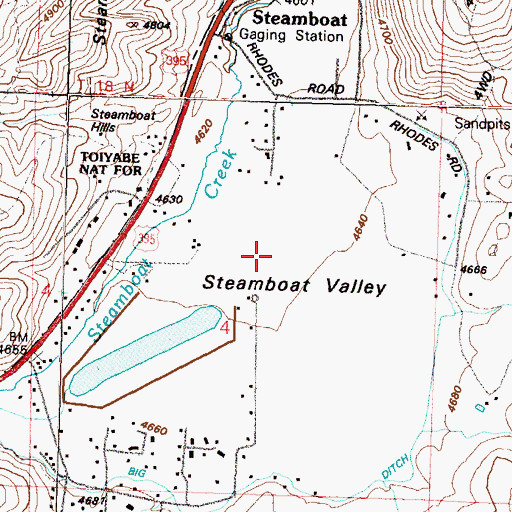 Topographic Map of Steamboat Valley, NV