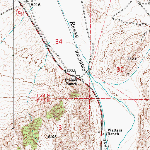 Topographic Map of Steiner Ranch, NV
