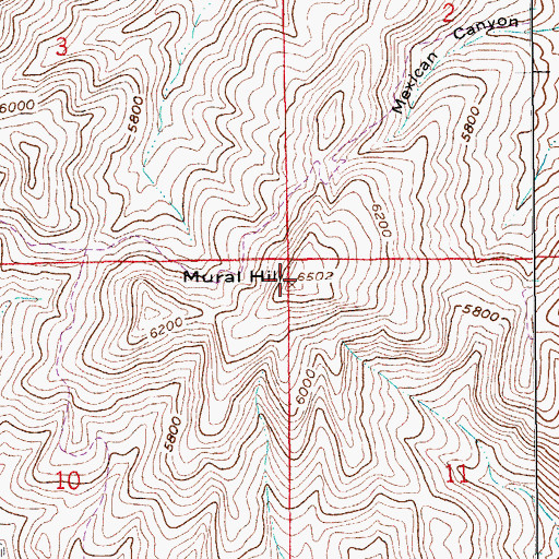 Topographic Map of Mural Hill, AZ